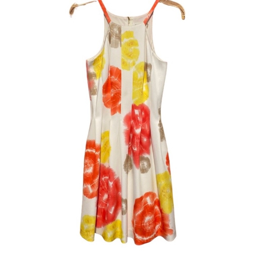 Calvin Klein sleeveless fit and flare lined exposed gold zipper dress size 2